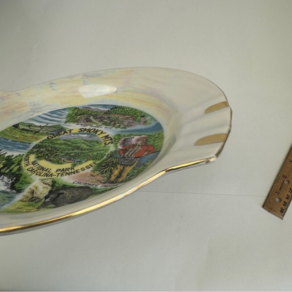 Vtg Ceramic Iridescent Ashtray Souvenir Great Smoky Mts National Park NC TN USA - Picture 7 of 11